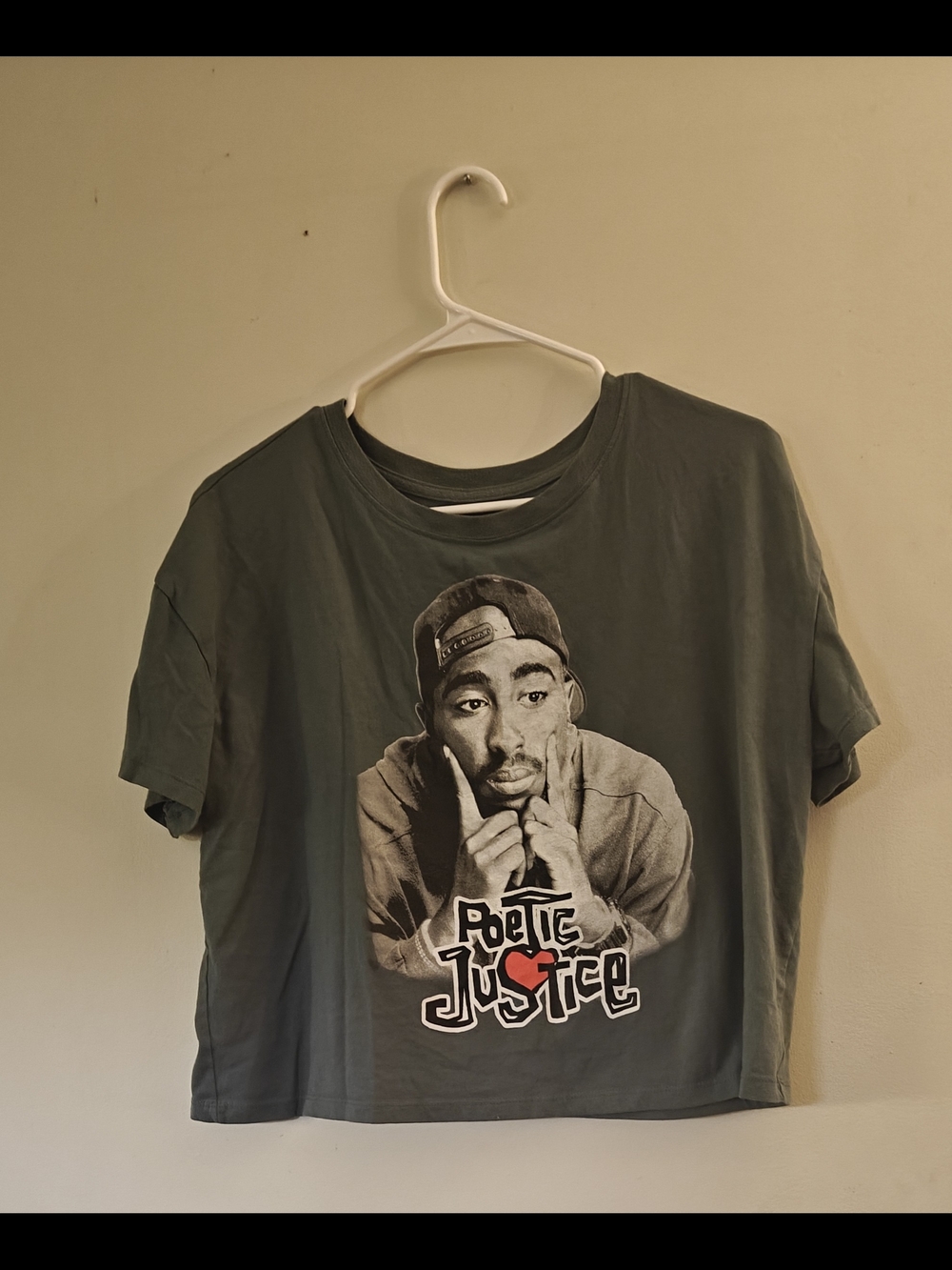 Chemistry Olive Green Poetic Justice Crop Top with Graphic